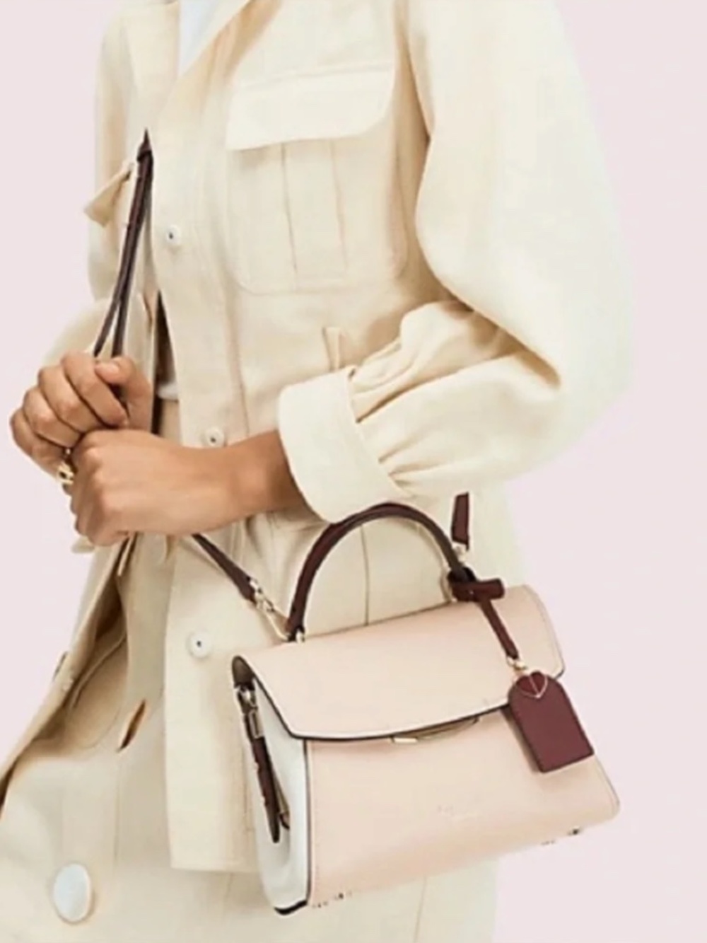 Kate Spade ♠️ Grace Small Top-Handle Satchel in Blush Multi - Picture 3 of 13